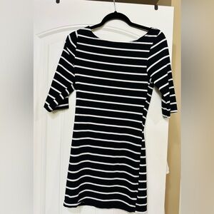 Black and white striped dress